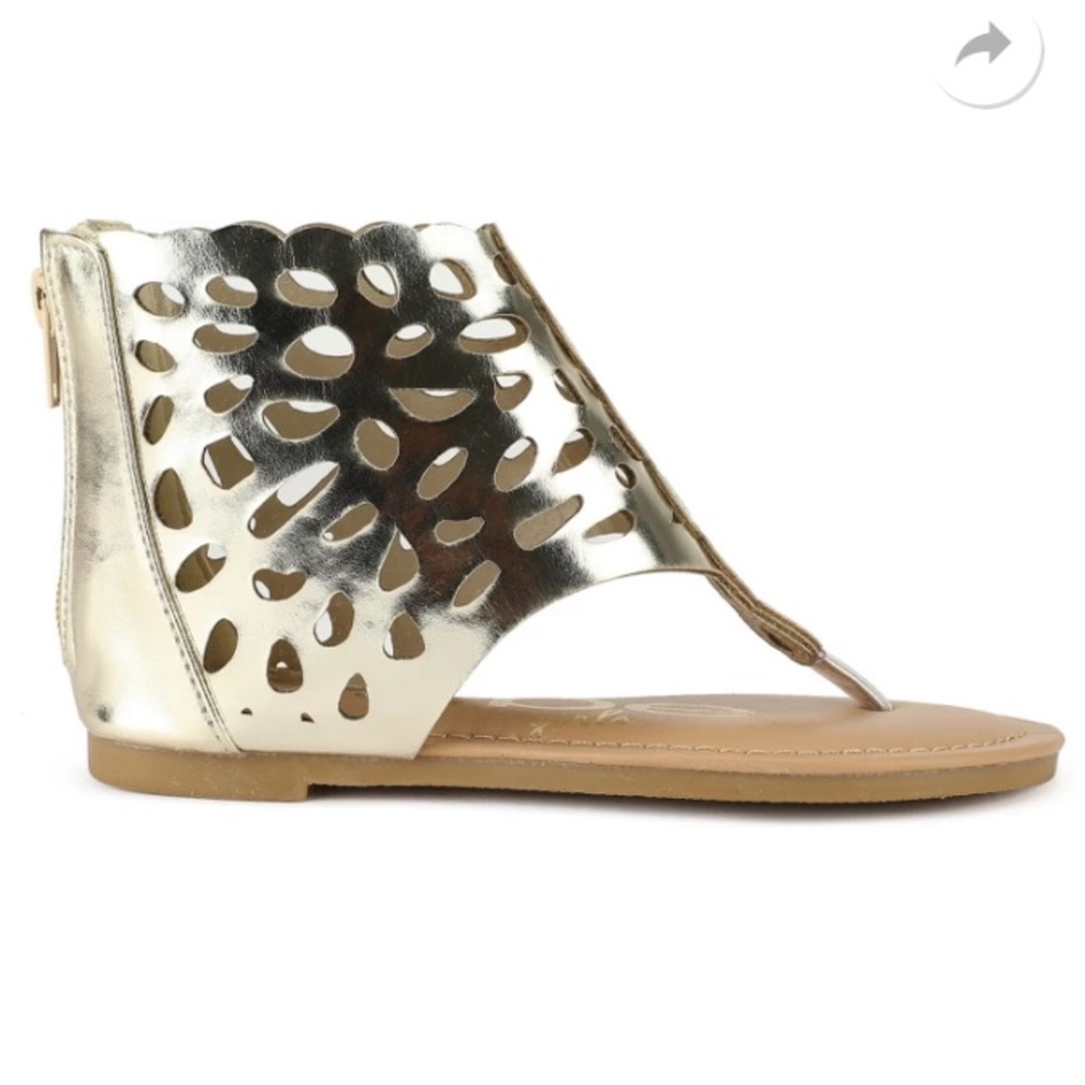 NWT Bebe Girls Silver Gladiator Boho Cut-Out Perforated Ankle Bootie Sandals - Picture 3 of 6